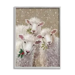 Stupell Industries Winter Sheep Trio Farm Animals Framed Giclee Art Gray
