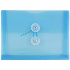 JAM Paper 5.25" x 7.5" Booklet Plastic Envelopes with Button and String Closure, 24ct. Blue