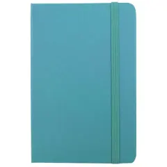 JAM Paper Travel Size Hardcover Notebook with Elastic Band Caribbean Blue