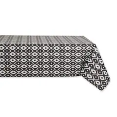 Black Ikat Outdoor Tablecloth 60" x 84"