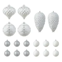 Glitzhome&reg; 18 Pack Elegant Silver Deluxe Large Shatterproof Ornaments