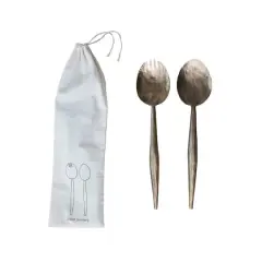 Hello Honey&reg; Gold Electroplated Hand-Forged Metal Salad Server Set