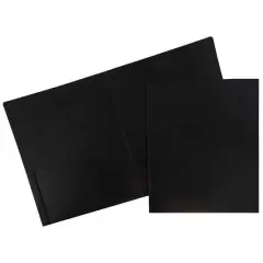 JAM Paper Heavy Duty Plastic 2-Pocket Folders, 6ct. Black