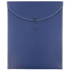 JAM Paper 9.5" x 12.5" Leather Portfolio with Button & String Blue