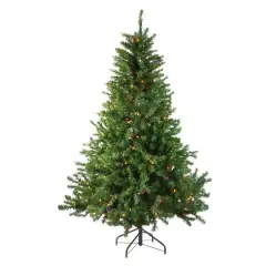 6ft. Pre-Lit Canadian Pine Medium Artificial Christmas Tree, Multicolor Lights