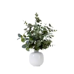 24" Artificial Green Eucalyptus Leaves Arrangement with Ceramic Planter