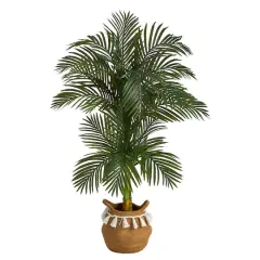 5ft. Artificial Double Stalk Golden Cane Palm Tree with Basket
