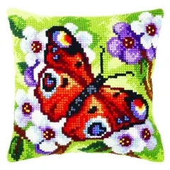 Orchidea Needlepoint Kit Cushion - Printed Canvas Butterfly