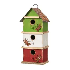 Glitzhome&reg; 13.75" 3-Tier Distressed Wood Birdhouse
