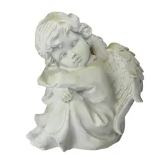5.75" Heavenly Gardens Ivory Resting Cherub Angel Outdoor Statue