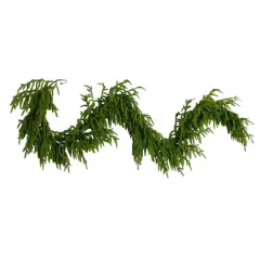 6ft. Pre-Lit Artificial Real Touch Norfolk Island Pine Garland with 35 Warm White LED Lights and Natural Look