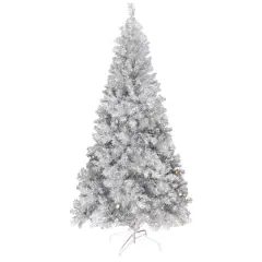 7ft. Pre-Lit Silver Artificial Tinsel Christmas Tree, Clear Lights