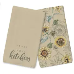 Bless This Kitchen Tea Towel Set Yellow