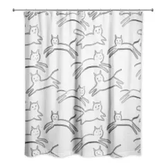 Leaping Cat Pattern I 71" x 74" Shower Curtain