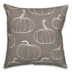 Gray Pumpkin Pattern Throw Pillow