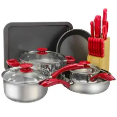 MegaChef Red Cookware Combo 22 Piece Set