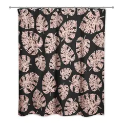 Pink Cheetah-Monstera Shower Curtain