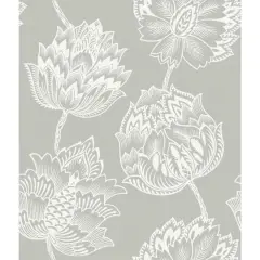 RoomMates Batik Jacobean Peel & Stick Wallpaper Taupe and White