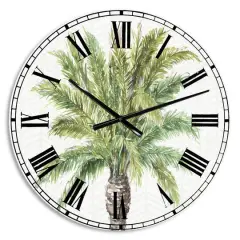 Designart 'Mixed Botanical Greens Palms Iv Farmhouse Wall Clock