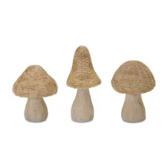 Wicker Mushroom D&eacute;cor Set