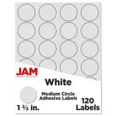 JAM Paper Circle Label Stickers White