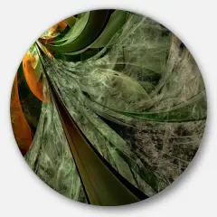 Designart - Green and Yellow Glossy Fractal Flower' Floral Metal Circle Wall Art