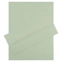 JAM Paper 8.5" x 11" Letter Paper & Envelopes #10 Business Stationery Set, 100ct. Green Parchment