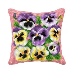 Orchidea Needlepoint Kit Cushion - Printed Canvas Pansies