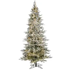 6.5ft. Pre-Lit Flocked Kiana Artificial Christmas Tree, Wide Angle Warm White LED Lights