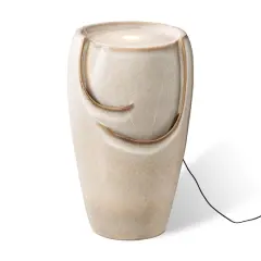 Glitzhome&reg; 21" Sand Beige LED Ceramic Fountain