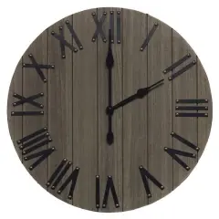 Elegant Designs Handsome 21" Farmhouse Wood Wall Clock Rustic Gray