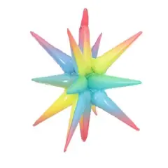 22" Pink Rainbow Explosion Star Foil Balloon
