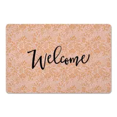 Welcome Dainty Floral Floor Mat Orange