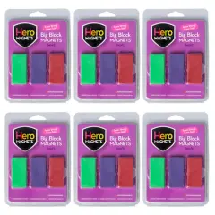 Hero Magnets&trade; Big Block Magnets, 6 Packs of 3
