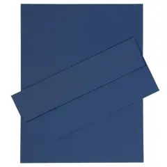 JAM Paper 8" x 11.5" Letter Paper & Envelopes #10 Business Stationery Set, 50ct. Presidential Blue