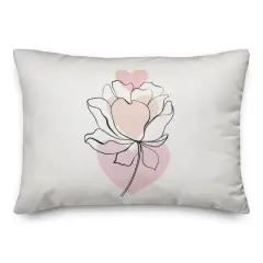 Flower Line Drawing Throw Pillow