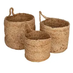 Hello Honey&reg; Natural Round Braided Jute Nesting Baskets with Handles Set