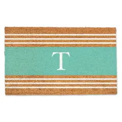 Teal Monogram Stripe Doormat