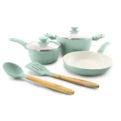 Gibson Home&reg; Plaza Caf&eacute; 7-Piece Sky Blue Essential Core Aluminum Cookware Set