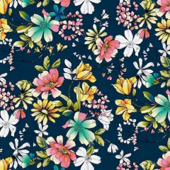 Fabric Editions Navy Belle Garden Cotton Fabric