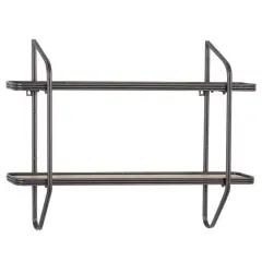 Black Iron and Wood Industrial Wall Shelves, 23" x 32" x 6"