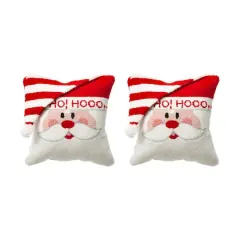 Glitzhome&reg; Hooked 3D Santa Throw Pillow Set