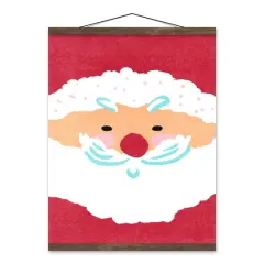 Santa Face 16x20 Teak Hanging Canvas