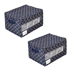 Honey Can Do Golden Scallop Print Stemware Storage Box Set