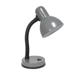 Simple Designs 14.5" Basic Metal Desk Lamp with Flexible Hose Neck Gray
