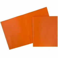 JAM Paper 9.5" x 11.5" Plastic 2-Pocket POP Folder Orange