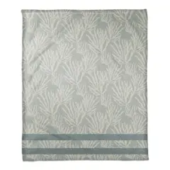 Coral Print Fleece Blanket White/Blue
