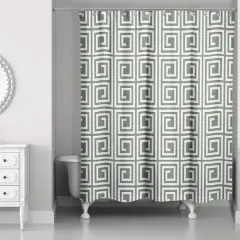 Square Maze Shower Curtain Sage