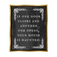 Stupell Industries Funny Haunted House Phrase Framed Floater Canvas Wall Art