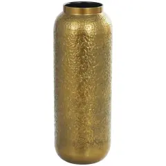 Gold Metal Textured Hammered Vase